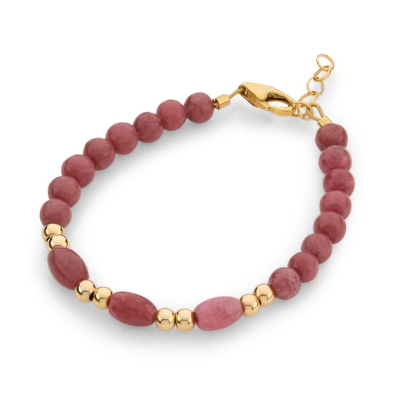 Infant/Baby Girl/Child Bracelet With 14kt Gold Filled Beads, With Round And Rhodonite Beads (B2129-MV)
