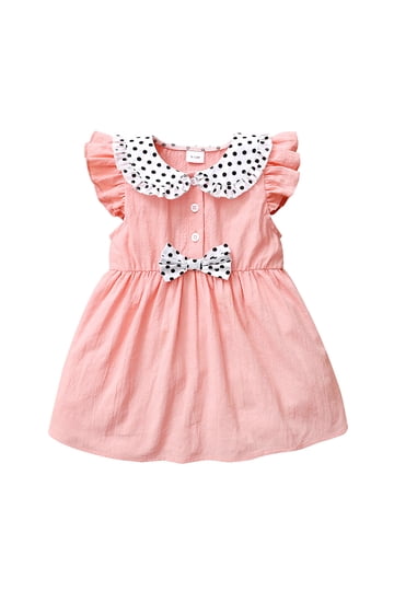 chinese dress ladies Darlene White Polka Dot Dress In Baby Pink main image 1