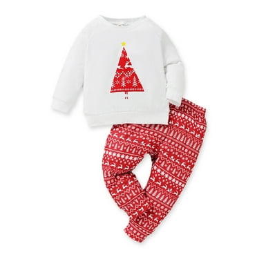 Infant Baby Girl Clothes Long Sleeve Shirt Top Pants Set Christmas Tree Print Outfits Set Infant Baby Girl Fall Winter Clothes 6-9 Months