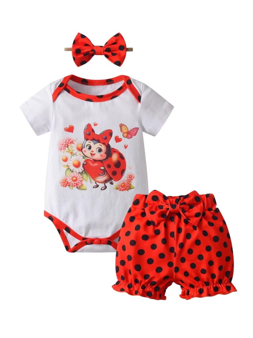 Infant Baby Girl Clothes Ruffle Insect Print Short Sleeve Romper ...