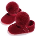 thumbnail image 1 of Infant Baby Girl Cute Pom Pom Anti-Slip Crib Shoes Pre-Walker Shoes 0-18M, 5 Colors (Red, 3/12-18 Months), 1 of 3