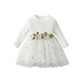 thumbnail image 1 of Infant Baby Girl Dress Tulle Sundress Floral Print Toddler Baby Girl Princess Dress White 3-6 Months, 1 of 6