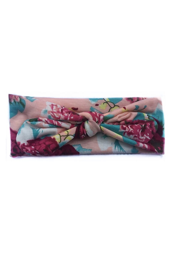 Infant Baby Girl Flower Print Knotted Headband Newborn Hair Band Photo Prop