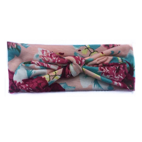 Infant Baby Girl Flower Print Knotted Headband Newborn Hair Band Photo Prop