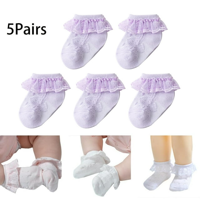 Infant Baby Girl Kid Sock 5Pairs Frilly Lace Socks Ankle Summer Sock