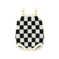 thumbnail image 1 of Infant Baby Girl Knitted Jumpsuit Casual Summer Checkerboard Print Sleeveless Rompers for Toddler, 1 of 8
