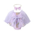thumbnail image 1 of Infant Baby Girl Mesh Romper Dress with Headband Princess Outfit Photoshoot Clothing for 1-18 Months, 1 of 5