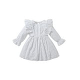 Infant Baby Girl Princess Dress Ruffle Lace Hollow Out Long Sleeve A ...