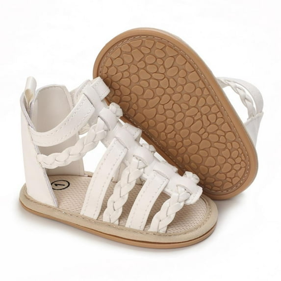 Infant Baby Girl Sandals Summer Outdoor Casual Beach Shoes with Flower Bowknot Anti Slip Rubber Sole Newborn Toddler Prewalker First Walking Shoes