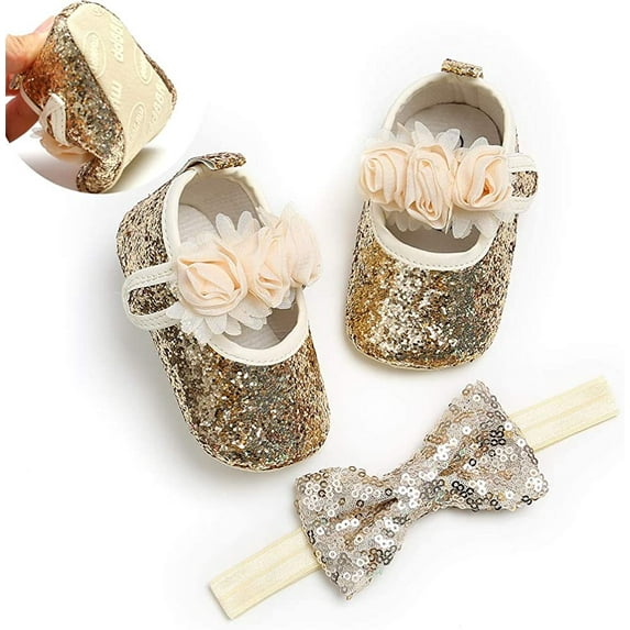 Infant Baby Girl Shoes Baby Mary Jane Flats Princess Wedding Dress Shoes Crib Shoe for Newborns,Infants,Babies