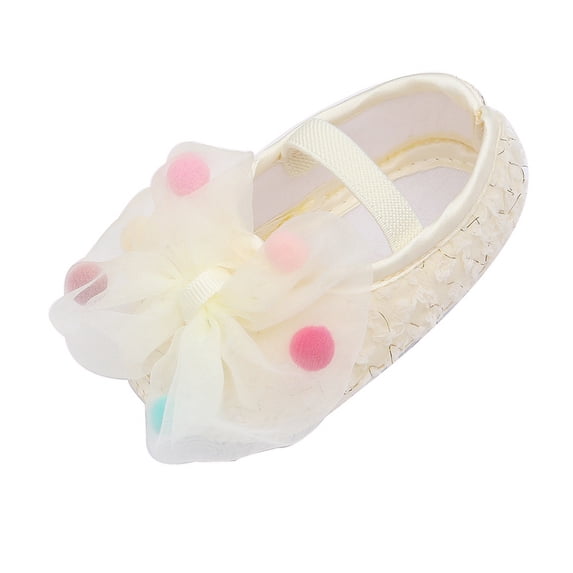 Infant Baby Girl Shoes Bowknot Non-Slip Soft Sole Flats Princess Wedding Dress Shoes Crib Shoe First Walkers Shoes for Newborns, Infants, Babies, and Toddlers 0-18 Months
