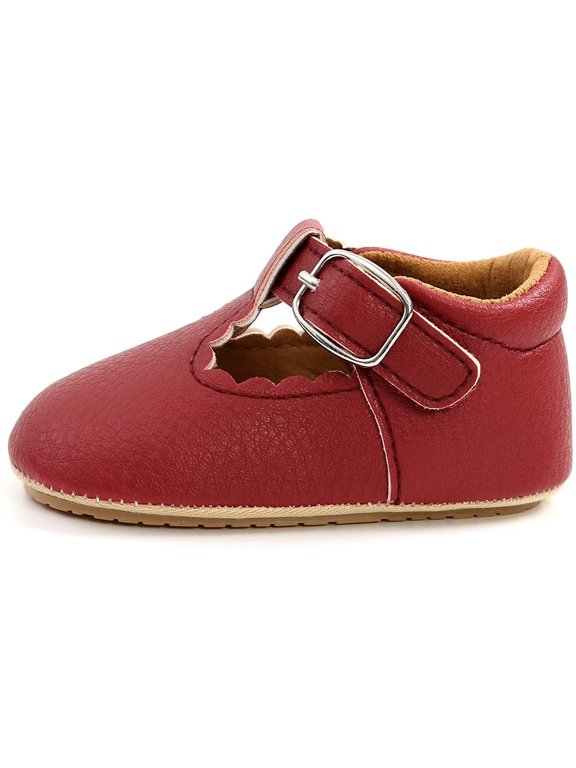 Infant Baby Girl Shoes Mary Jane Flats Dress Shoes Soft Anti-Slip Rubber Sole Walking Shoes Toddler Crib First Walker Shoes