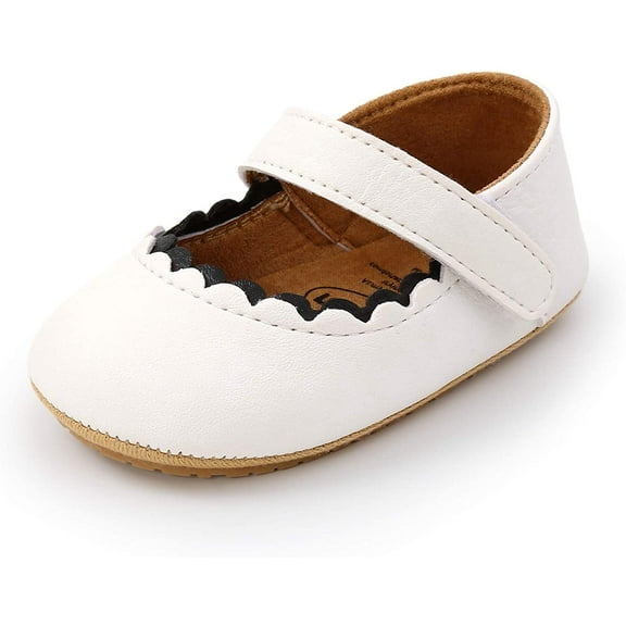 Infant Baby Girl Shoes Mary Jane Flats Dress Shoes Soft Anti-Slip Rubber Sole Walking Shoes Toddler Crib First Walker Shoes
