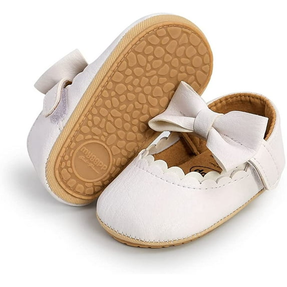 Infant Baby Girl Shoes Mary Jane Flats Dress Shoes Soft Anti-Slip Rubber Sole Walking Shoes Toddler Crib First Walker Shoes