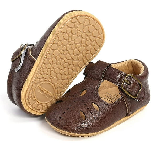 Infant Baby Girl Shoes Mary Jane Flats Dress Shoes Soft Anti-Slip Rubber Sole Walking Shoes Toddler Crib First Walker Shoes