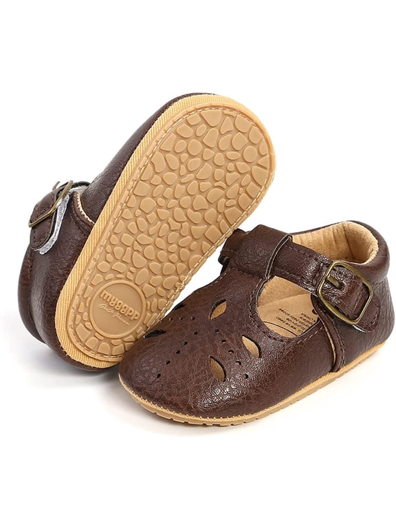 Infant Baby Girl Shoes Mary Jane Flats Dress Shoes Soft Anti-Slip Rubber Sole Walking Shoes Toddler Crib First Walker Shoes