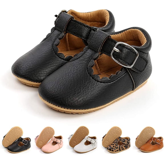Infant Baby Girl Shoes Mary Jane Flats Dress Shoes Soft Anti-Slip Rubber Sole Walking Shoes Toddler Crib First Walker Shoes