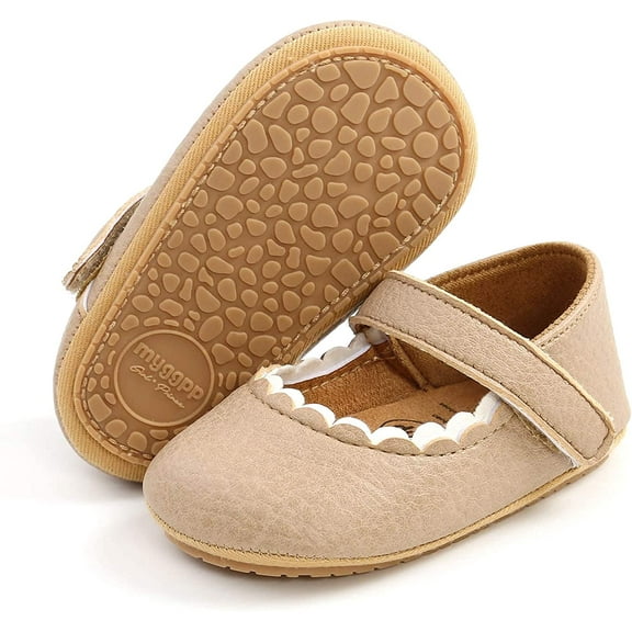 Infant Baby Girl Shoes Mary Jane Flats Dress Shoes Soft Anti-Slip Rubber Sole Walking Shoes Toddler Crib First Walker Shoes