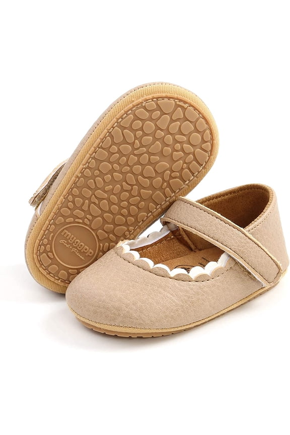 Infant Baby Girl Shoes Mary Jane Flats Dress Shoes Soft Anti-Slip Rubber Sole Walking Shoes Toddler Crib First Walker Shoes