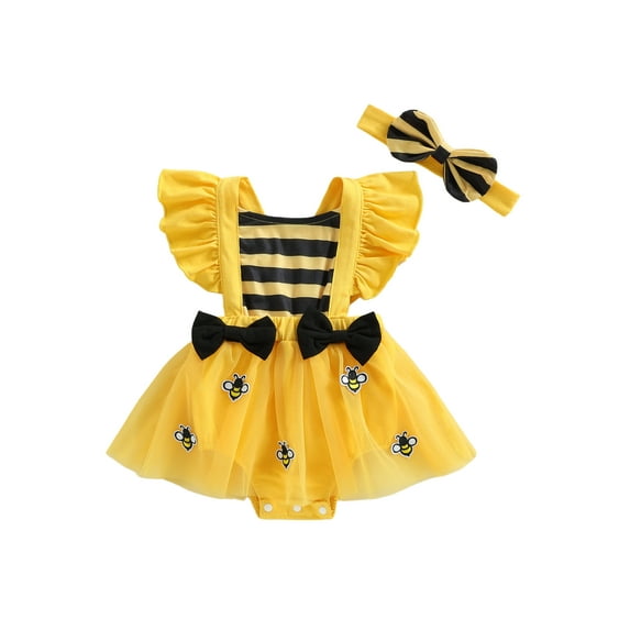 Infant Baby Girl Summer Clothes Ruffle Fly Sleeve Romper Dress Animal Print Bodysuit Playsuits 3-18M