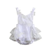 Infant Baby Girl Summer Romper, Sleeveless Backless Butterfly Embroidery Lace Bodysuit