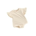 thumbnail image 1 of Infant Baby Girl Summer Romper Solid Color Round Neck Flying Sleeve Bodysuit Tops, 1 of 1