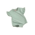 thumbnail image 1 of Infant Baby Girl Summer Romper Solid Color Round Neck Flying Sleeve Bodysuit Tops, 1 of 1
