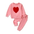 thumbnail image 1 of Infant Baby Girl Valentines Day Clothes 3M 6M 9M 12M 18M 24M Heart Embroidery Long Sleeve Sweatshirt Solid Pants 2Pcs Outfits, 1 of 10