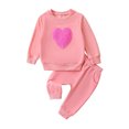 thumbnail image 1 of Infant Baby Girl Valentines Day Clothes 3M 6M 9M 12M 18M 24M Heart Embroidery Long Sleeve Sweatshirt Solid Pants 2Pcs Outfits, 1 of 10
