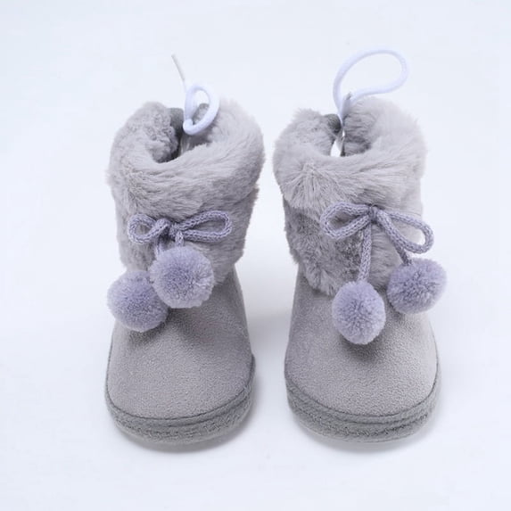 Infant Baby Girl Winter Warm Plush Half Boots Soft Sole Shoes 0-18M