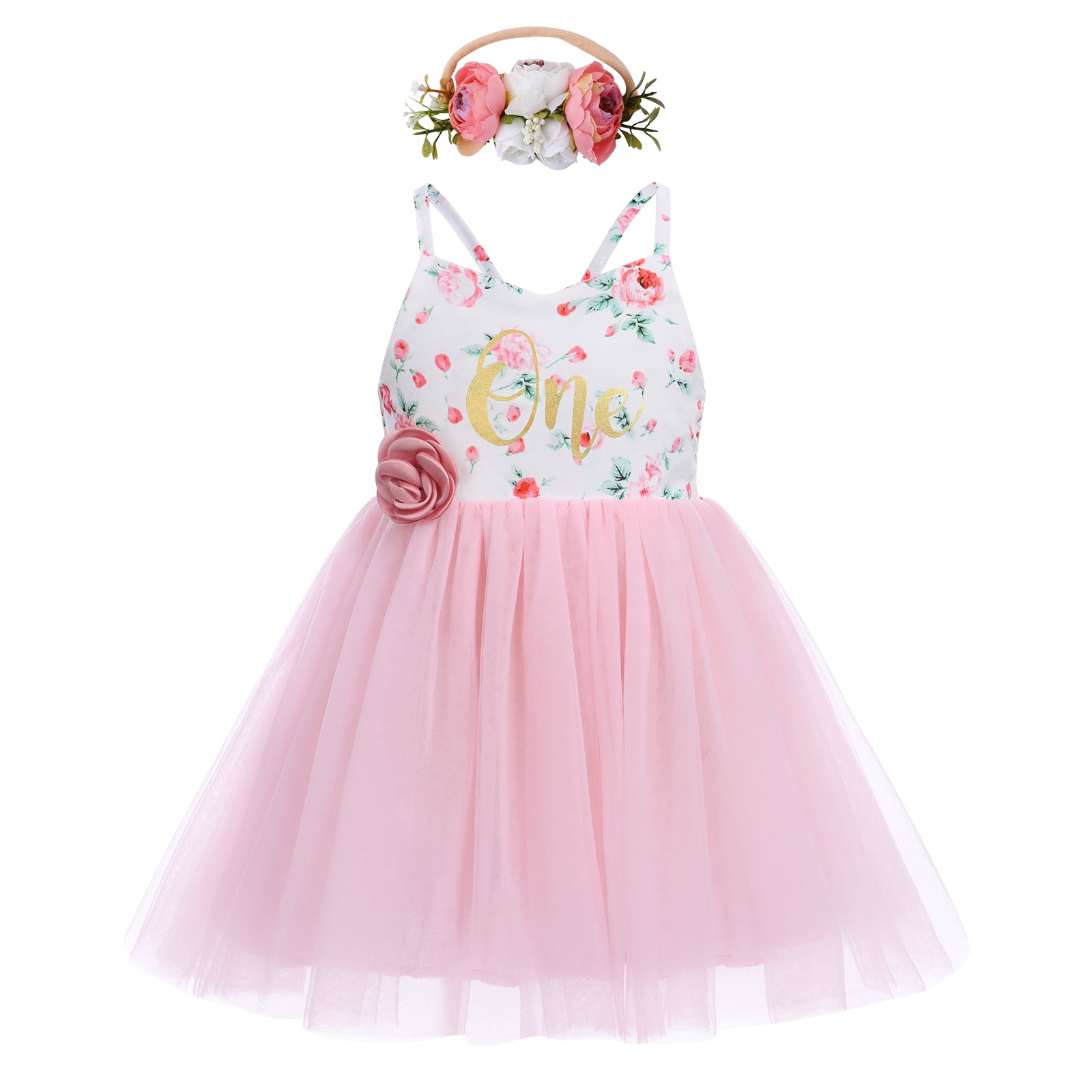 B91xZ Tulle Prom Dresses Girls Princess Dress Baby One Year Old Baby Dress  Birthday Piano Dinosaur Dress Girls Green 3-4 Years - Walmart.com