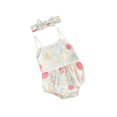 thumbnail image 1 of Infant Baby Girls 2Pcs Summer Outfits Sleeveless Floral Print Strap Romper + Headband Set, 1 of 8