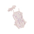 thumbnail image 1 of Infant Baby Girls 3PCS Shorts Sets Sleeveless Flower Print Romper Drawstring PP Shorts Sets, 1 of 9