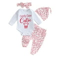 thumbnail image 1 of Infant Baby Girls 4Pcs Christmas Outfits 3M 6M 12M Long Sleeve Romper Pants Headband Set Newborn Clothes, 1 of 10