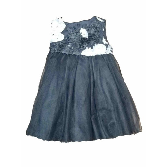 Infant Baby Girls Black Tulle Rose Puffy Christmas Holiday Party Dress 9M