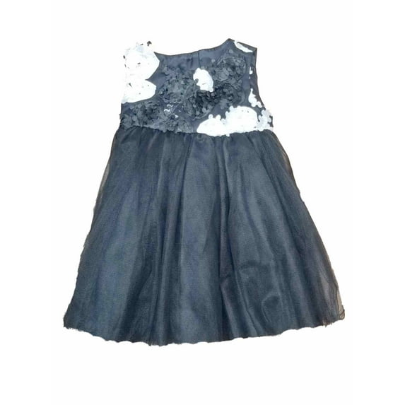 Infant Baby Girls Black Tulle Rose Puffy Christmas Holiday Party Dress 9M
