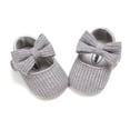 thumbnail image 1 of Infant Baby Girls Bowknot Shoes Soft Sole Princess Wedding Dress Flats Prewalker Newborn Light Baby Sneaker Shoes Gray 12-18M, 1 of 7