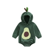Infant Baby Girls Boys Avocado Costumes Cute Hooded Long Sleeve Jumpsuits Autumn Spring Romper