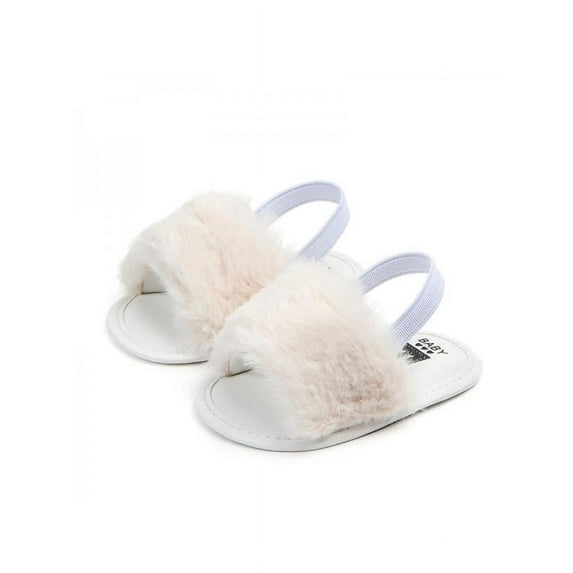 Infant Baby Girls Boys Hairy Soft Sole Princess Shoes Elastic Sandals Slippers
