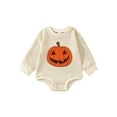 thumbnail image 1 of Infant Baby Girls Boys Halloween Romper Newborn Long Sleeve Big Pumpkin Print Knit Bodysuit Halloween Jumpsuit One Piece Jumpsuit Costume 0-24M, 1 of 9