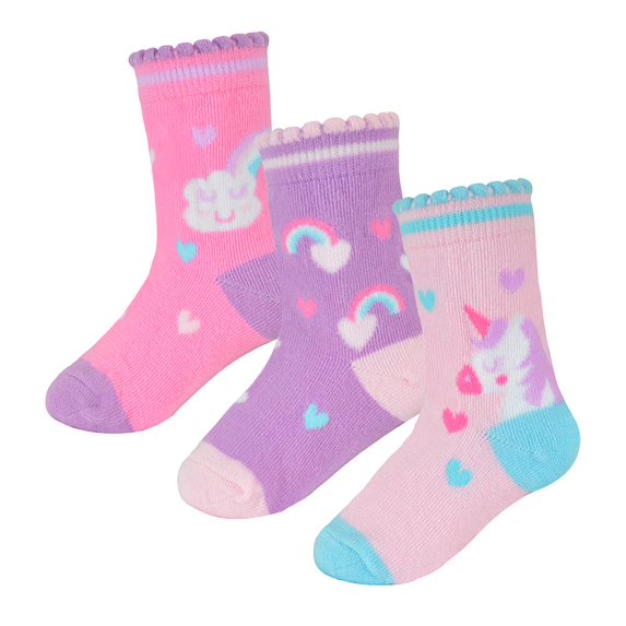 Infant Baby Girls Boys Multi Design Socks Pack - Socks AZ057 Unicorn 3 Pack 0-3 M