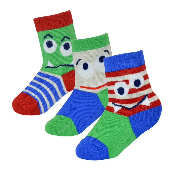 Infant Baby Girls Boys Multi Design Socks Pack - Socks AZ147 Monster 3 Pack 6-12 M