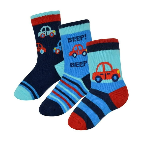 Infant Baby Girls Boys Multi Design Socks Pack - Socks AZ737 Cars 3 Pack 12-24 M