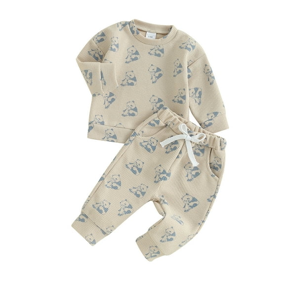 Infant Baby Girls Boys Pants Set, Panda Print Long Sleeve Crew Neck Sweatshirt with Elastic Waist Sweatpants
