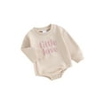 thumbnail image 1 of Infant Baby Girls Boys Romper, Long Sleeve Crew Neck Embroidery Letters Fall Bodysuit Clothes, 1 of 9