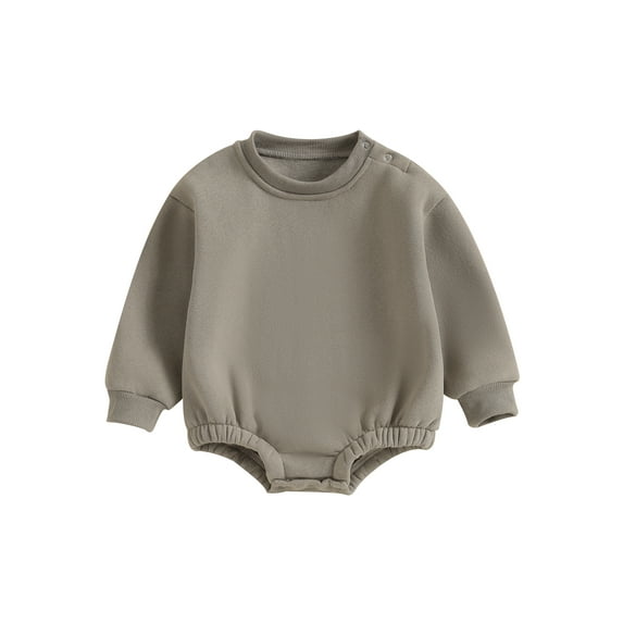 Infant Baby Girls Boys Romper Long Sleeve Crewneck Solid Color Casual Jumpsuit