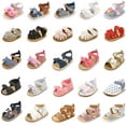 thumbnail image 1 of Infant Baby Girls Boys Sandals Summer Bowknot Crib Shoes Toddler Pu Leather Flower Soft Rubber Sole Dress Flats First Walker Shoes, 1 of 7