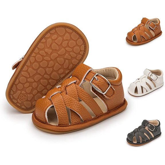 Infant Baby Girls Boys Sandals Summer Bowknot Crib Shoes Toddler Pu Leather Flower Soft Rubber Sole Dress Flats First Walker Shoes