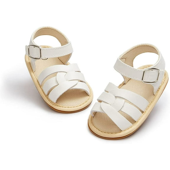 Infant Baby Girls Boys Sandals Summer Bowknot Crib Shoes Toddler Pu Leather Flower Soft Rubber Sole Dress Flats First Walker Shoes