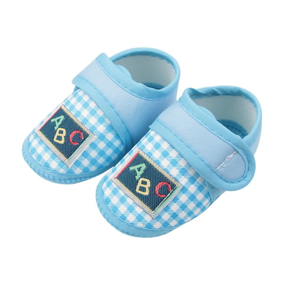 Infant Baby Girls Boys Shoes Soft Sole Toddler Slip On Newborn Check Letter Print Crib Moccasins Casual Sneaker First Walkers Loafers Flats for 0-18 Months